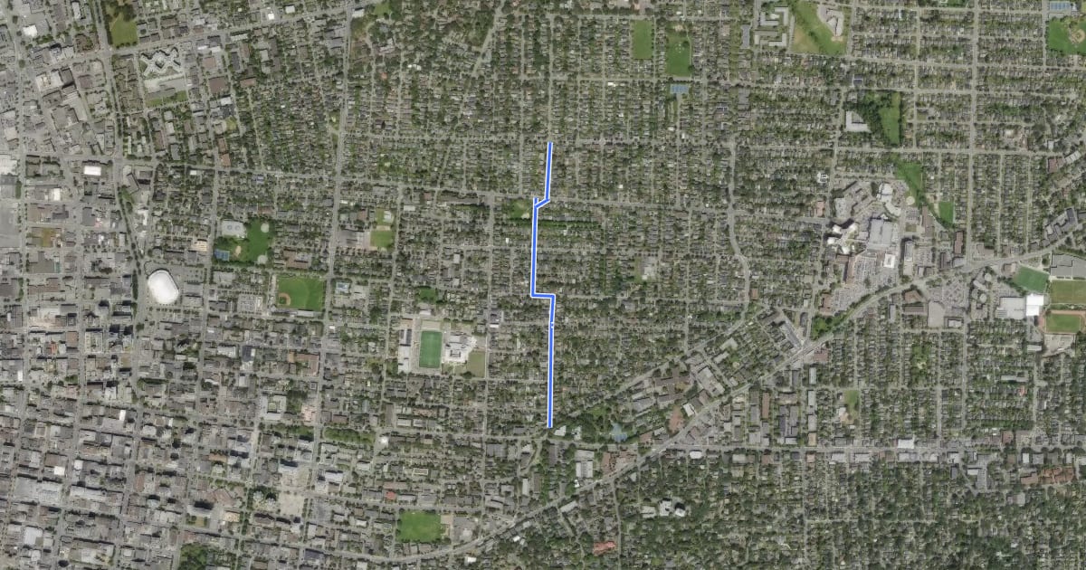 Маршрут AAA Fernwood Connector на спутниковом снимке