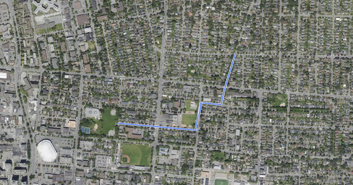 Маршрут AAA Vancouver Connector на спутниковом снимке