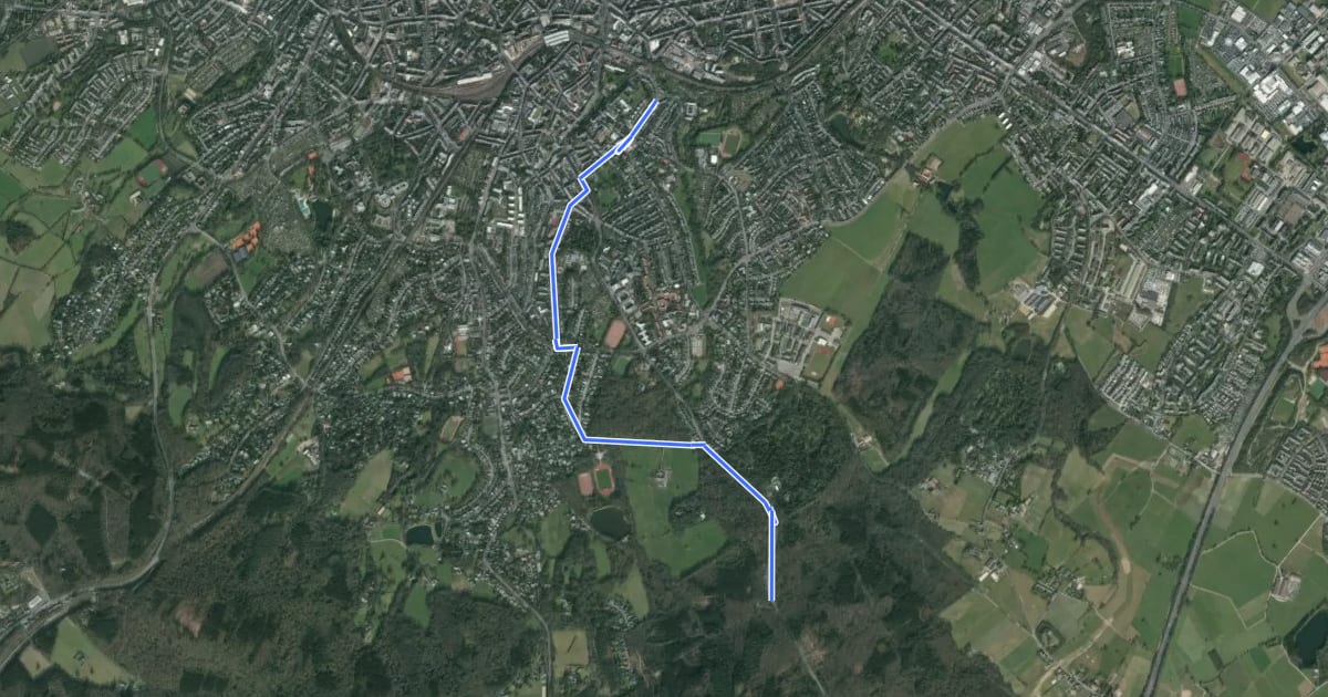 Маршрут Aachener Wald (10) - Burtscheid (45) на спутниковом снимке