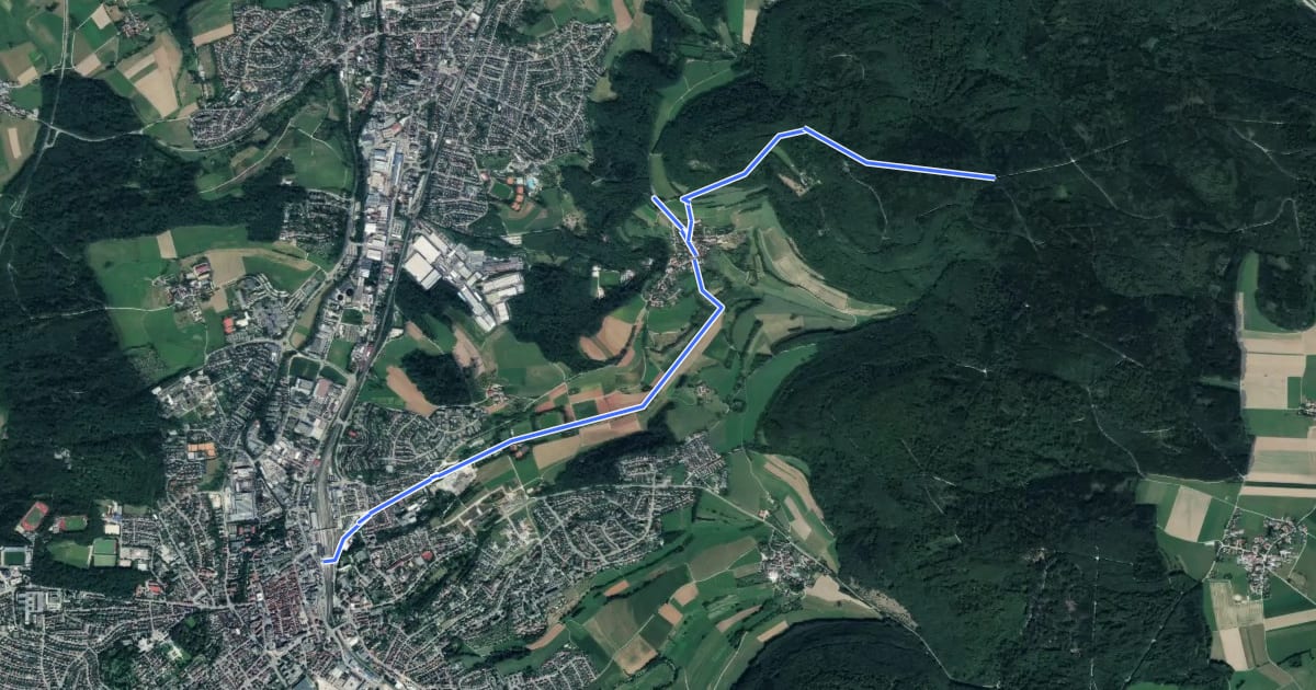 Маршрут Aalen Bahnhof - Braunenberg на спутниковом снимке