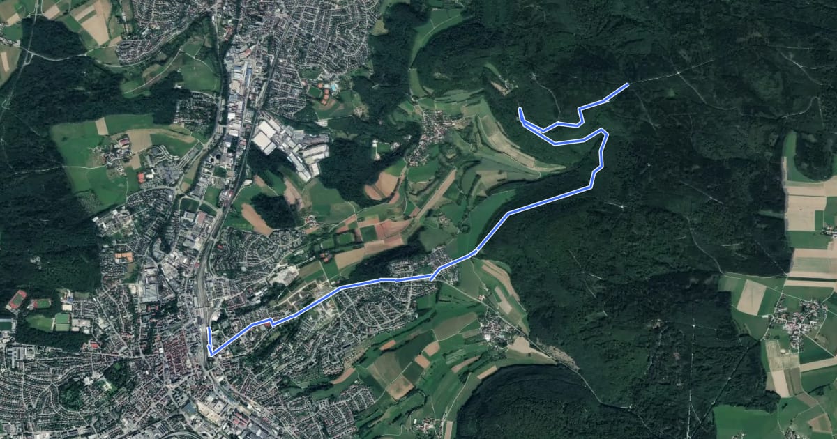 Маршрут Aalen Bahnhof - Grauleshof -HW1 на спутниковом снимке