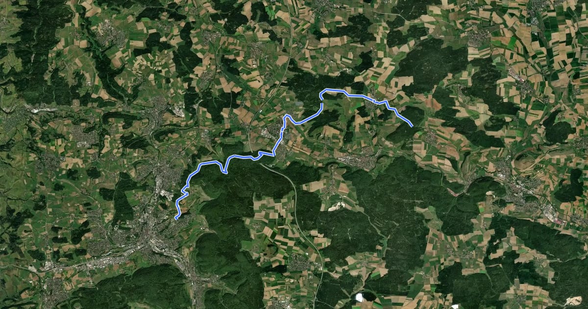 Маршрут Aalen - Röttingen на спутниковом снимке