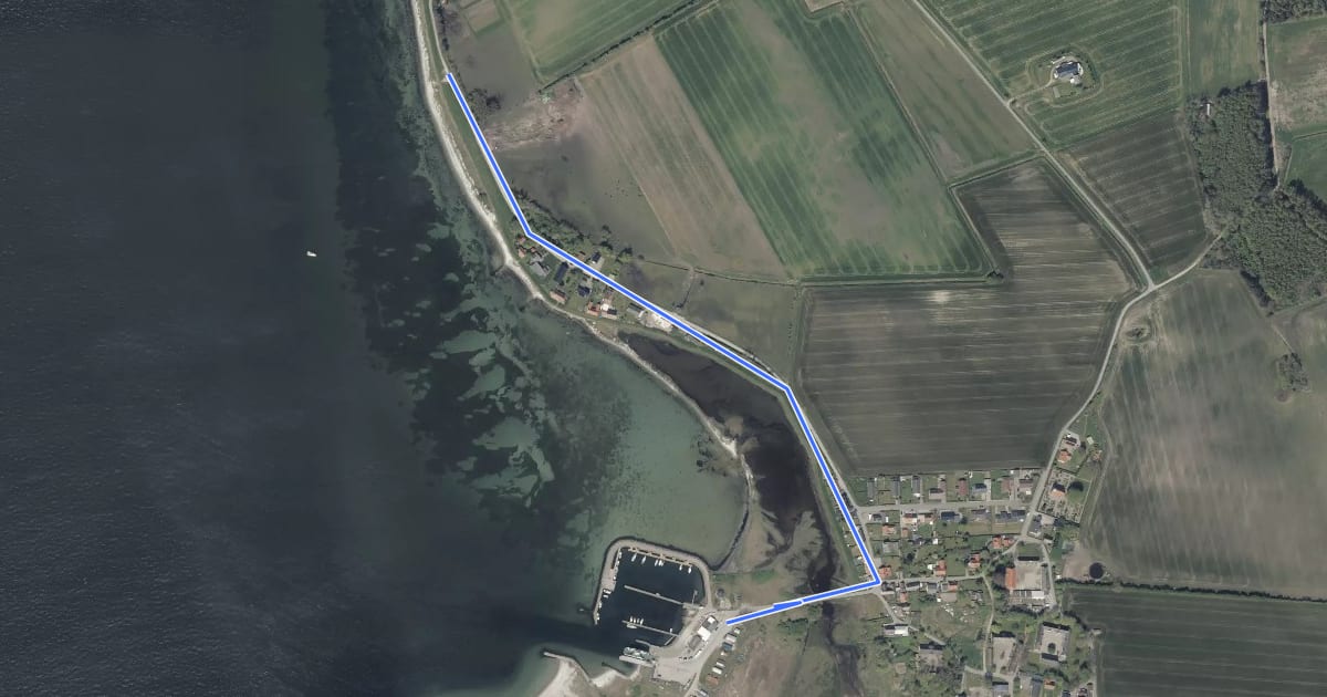 Маршрут Aarø, grøn rute на спутниковом снимке