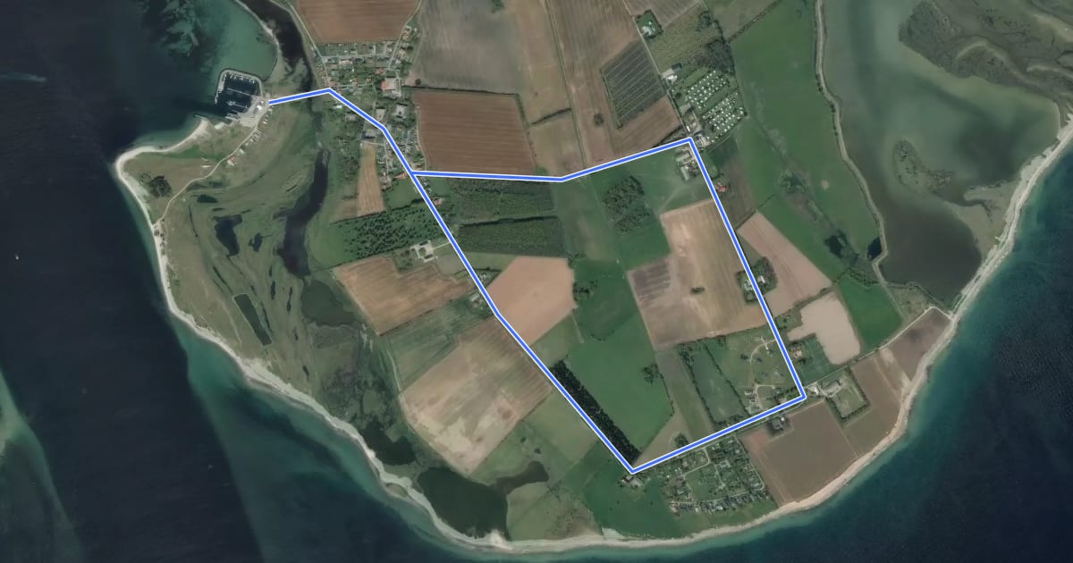 Маршрут Aarø, lilla rute на спутниковом снимке