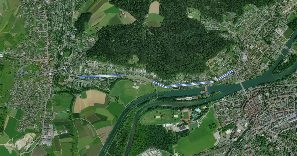 Маршрут Aarau-Erlinsbach на спутниковом снимке