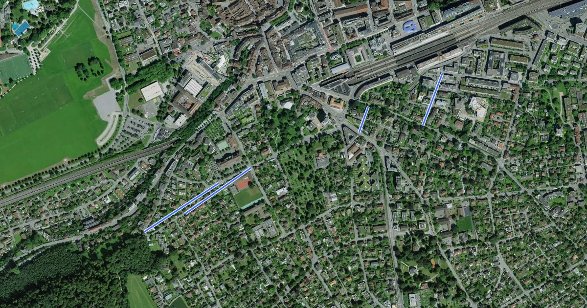 Маршрут Aarau-Hasenberg на спутниковом снимке