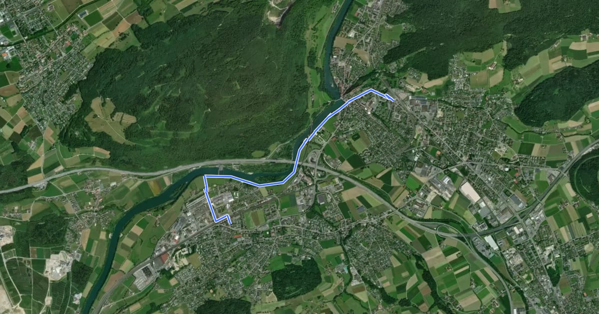 Маршрут Aarburg - Rothrist на спутниковом снимке