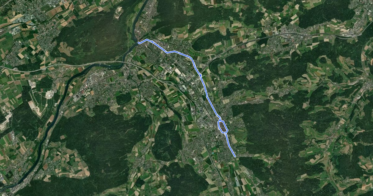 Маршрут Aarburg-Zofingen на спутниковом снимке