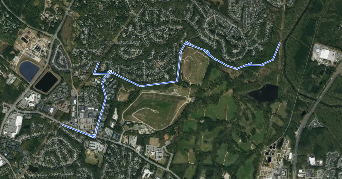 Маршрут Abbotts Creek Trail на спутниковом снимке