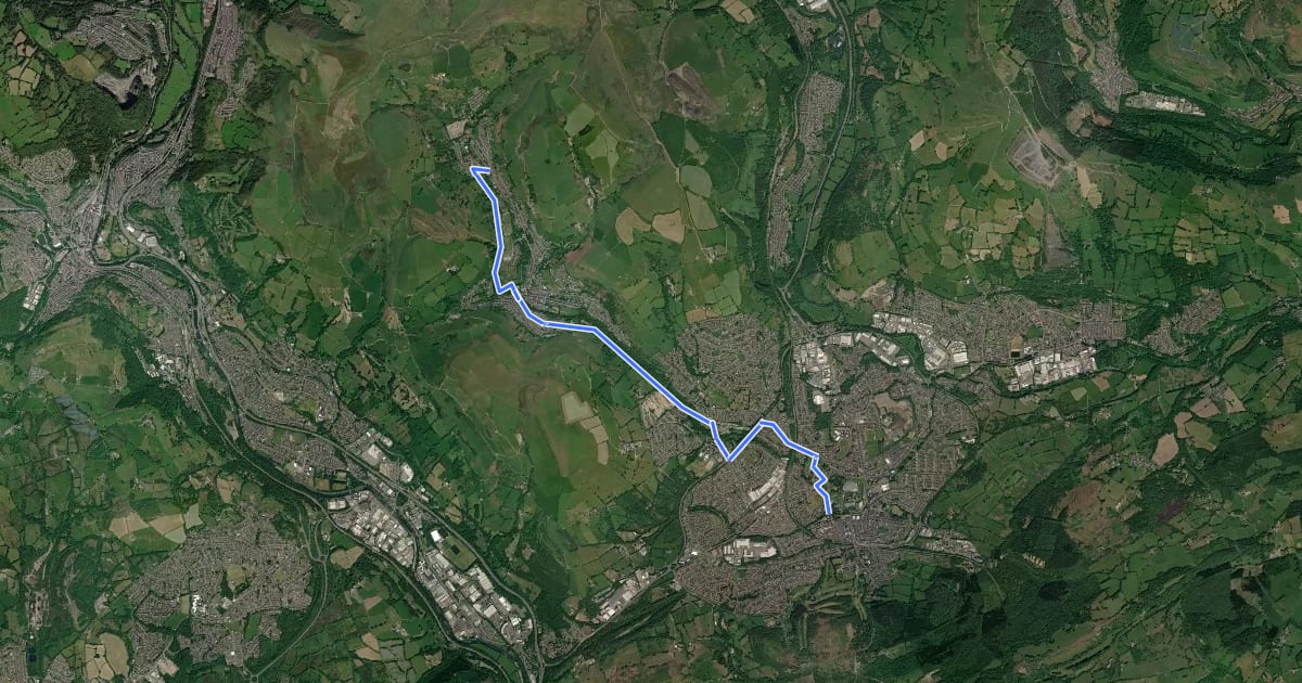 Маршрут Aber Valley Cycle Route на спутниковом снимке