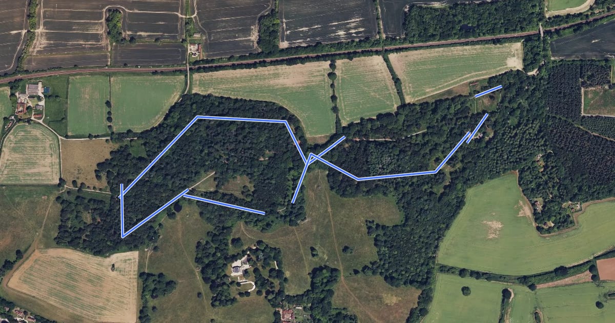 Маршрут Abinger Roughs Nature Walk, North Downs West на спутниковом снимке