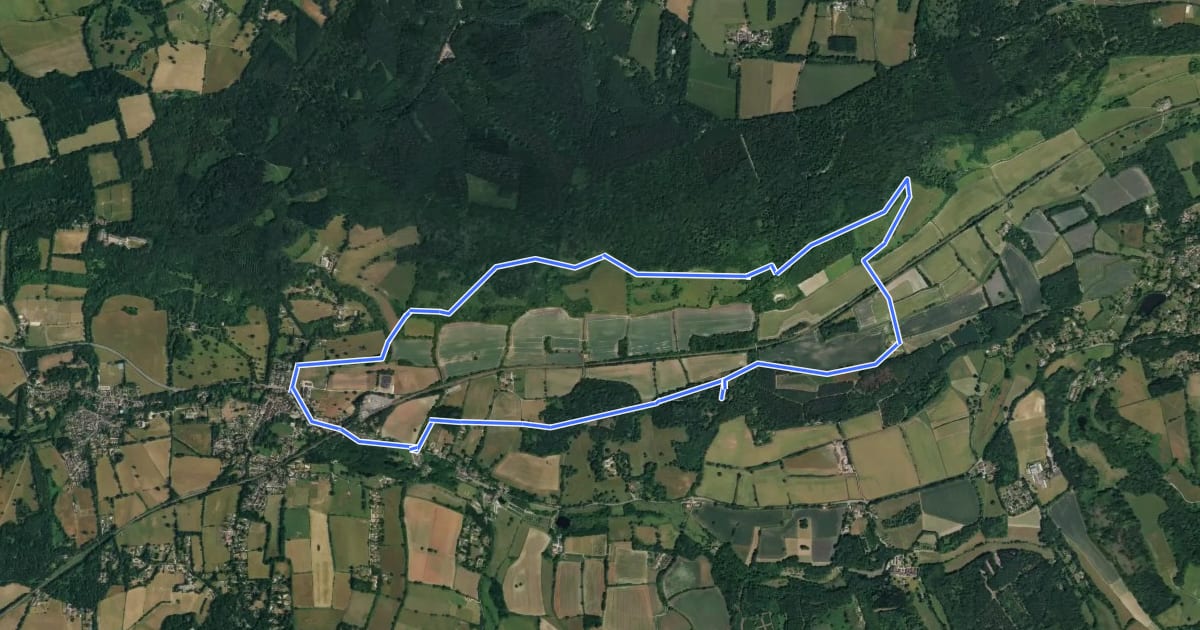 Маршрут Abinger Roughs to Gomshall Walking Circuit, North Downs West на спутниковом снимке