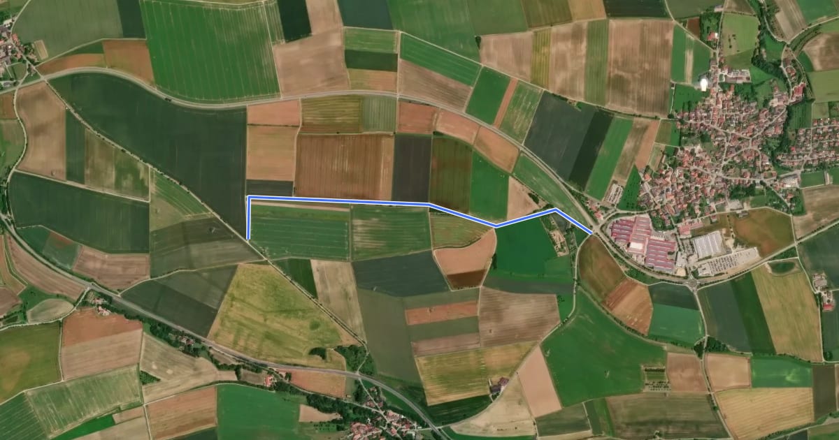 Маршрут Abschnitt Pfaffenhofen/Neuherberg - Ergersheim на спутниковом снимке