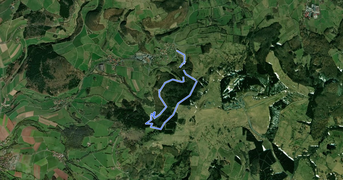 Маршрут Abtsroda - Rhön-Rundweg 17 на спутниковом снимке
