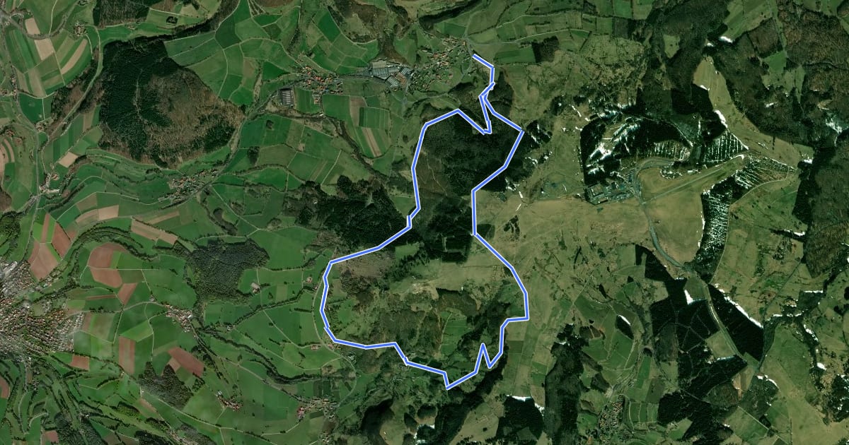 Маршрут Abtsroda - Rhön-Rundweg 6 на спутниковом снимке