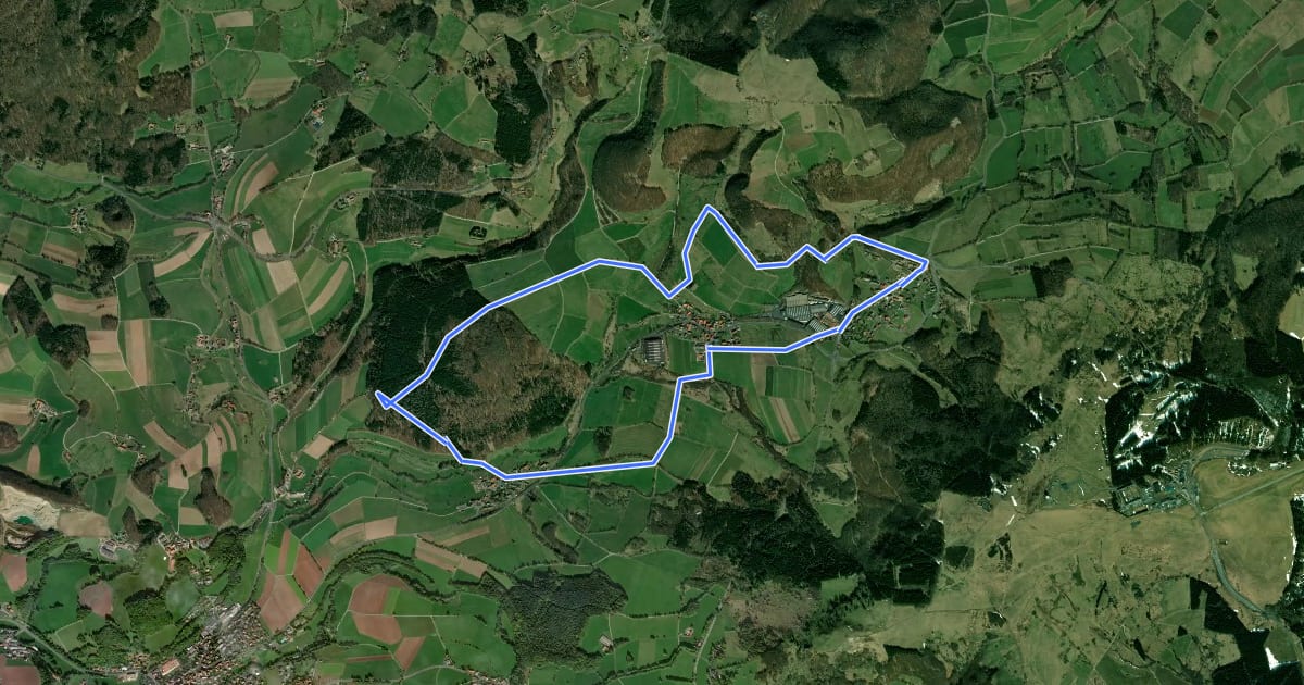 Маршрут Abtsroda - Rhön-Rundweg 7 на спутниковом снимке
