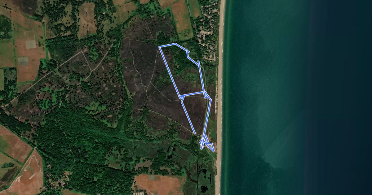 Маршрут Accessible Route, Dunwich Heath на спутниковом снимке