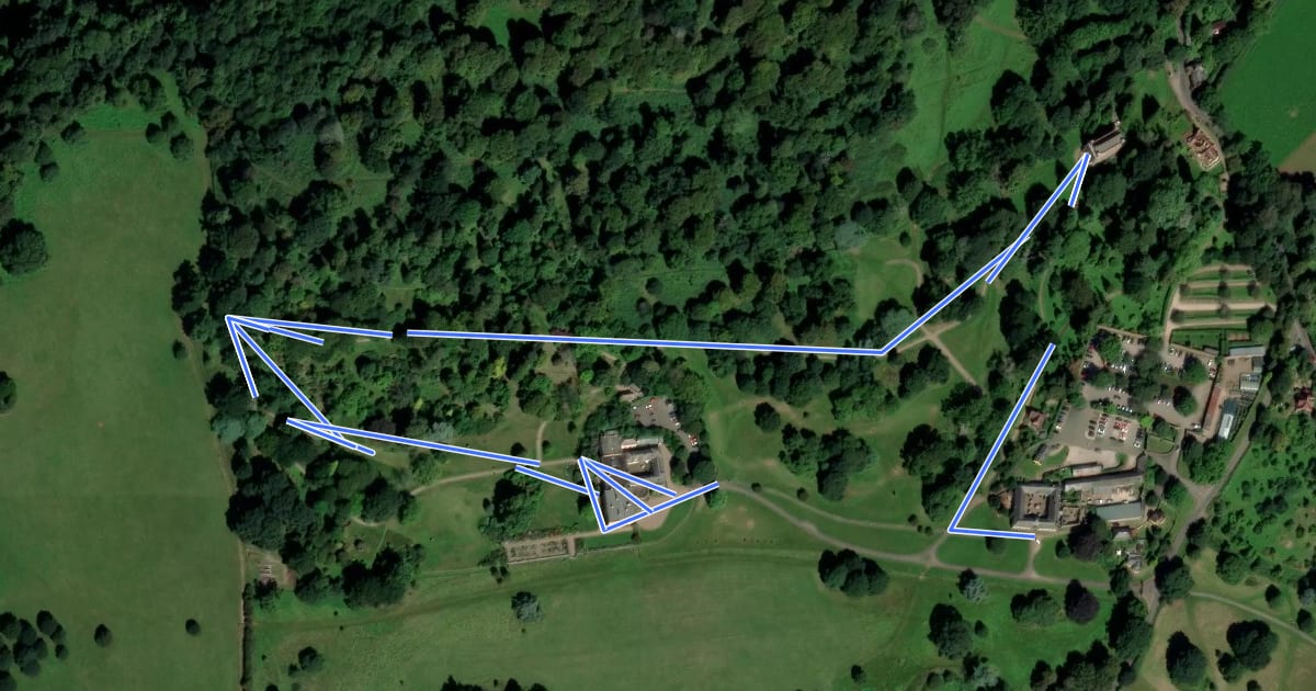 Маршрут Acland Walk, Killerton на спутниковом снимке