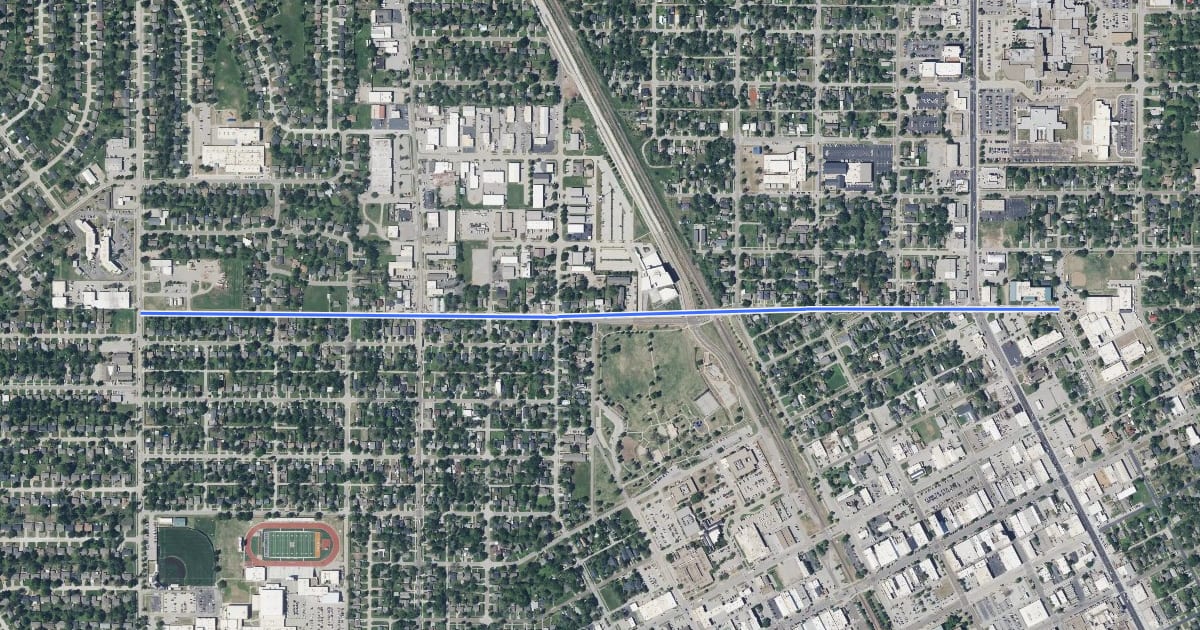 Маршрут Acres Street на спутниковом снимке