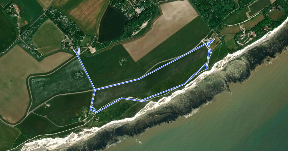 Маршрут Additional parking to Fan Bay and South Foreland Lighthouse Circular Trail, White Cliffs на спутниковом снимке