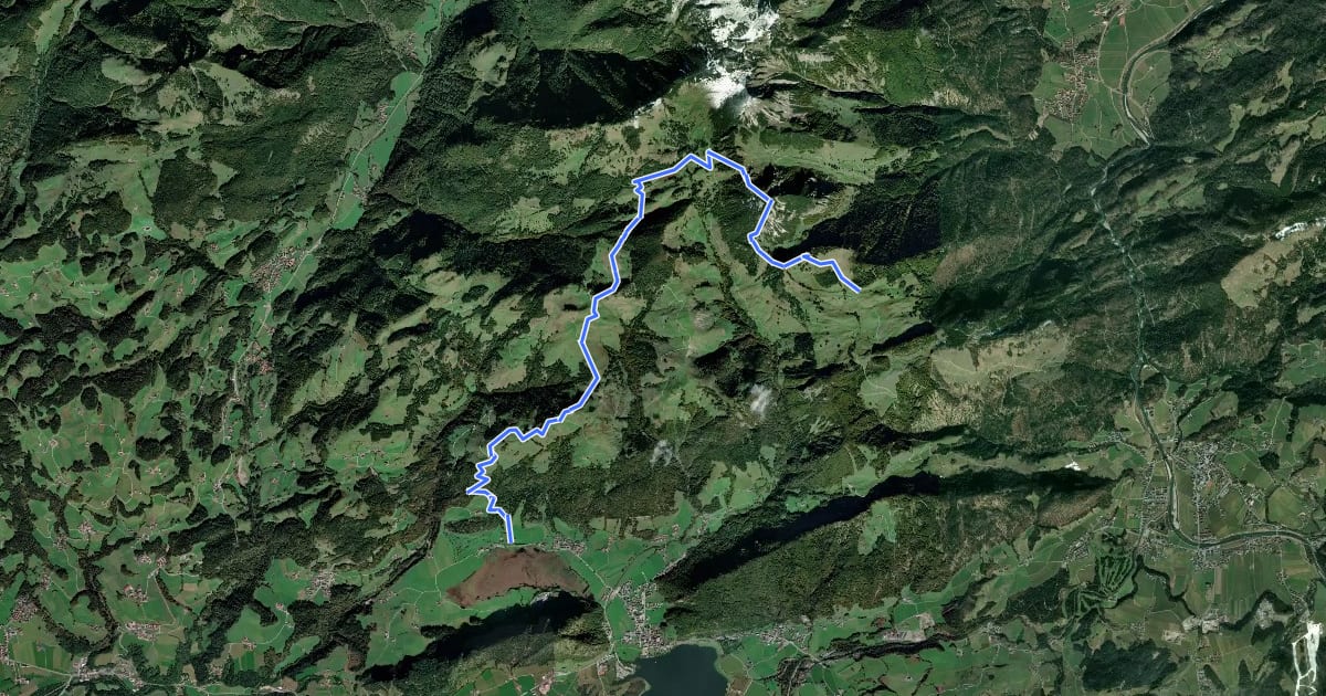 Маршрут Adlerweg Etappe 92 - Kaiserwinkl на спутниковом снимке