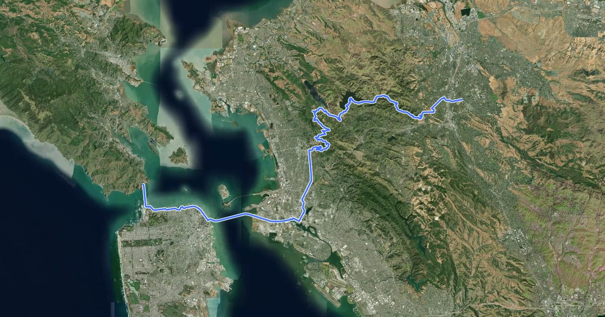 Маршрут ADT - California - T - Seg 8 на спутниковом снимке