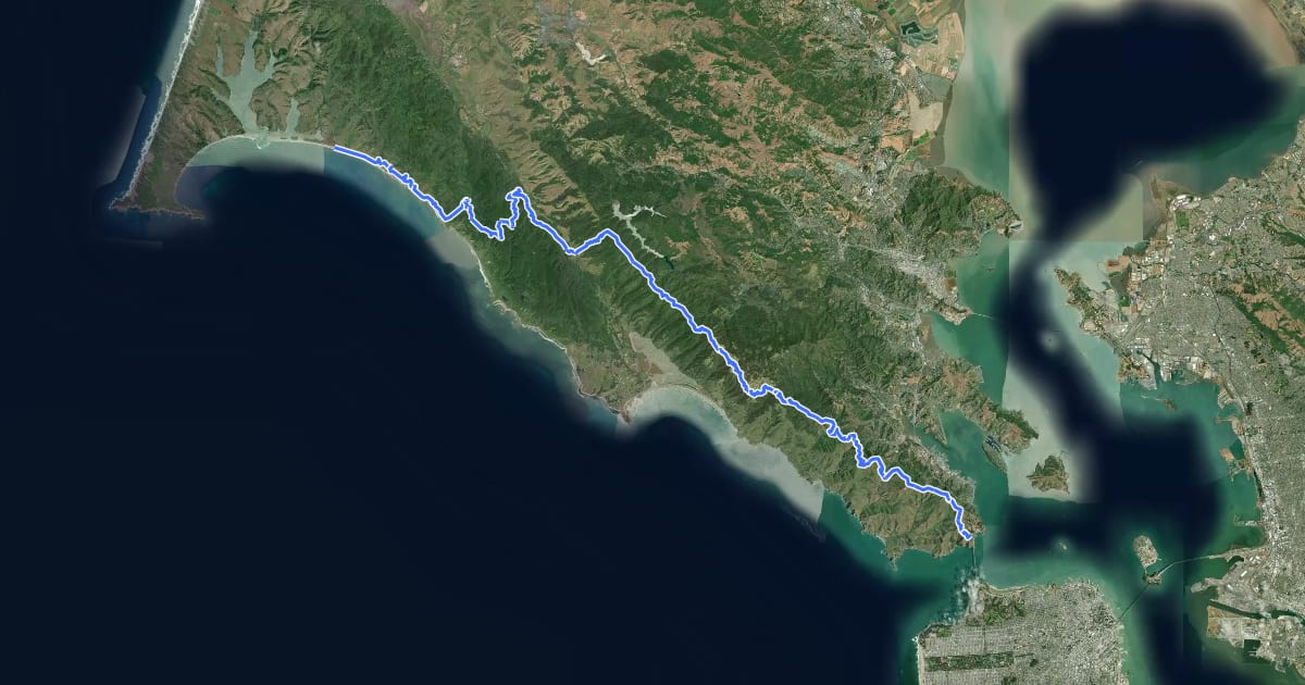 Маршрут ADT - California - T - Seg 9 на спутниковом снимке