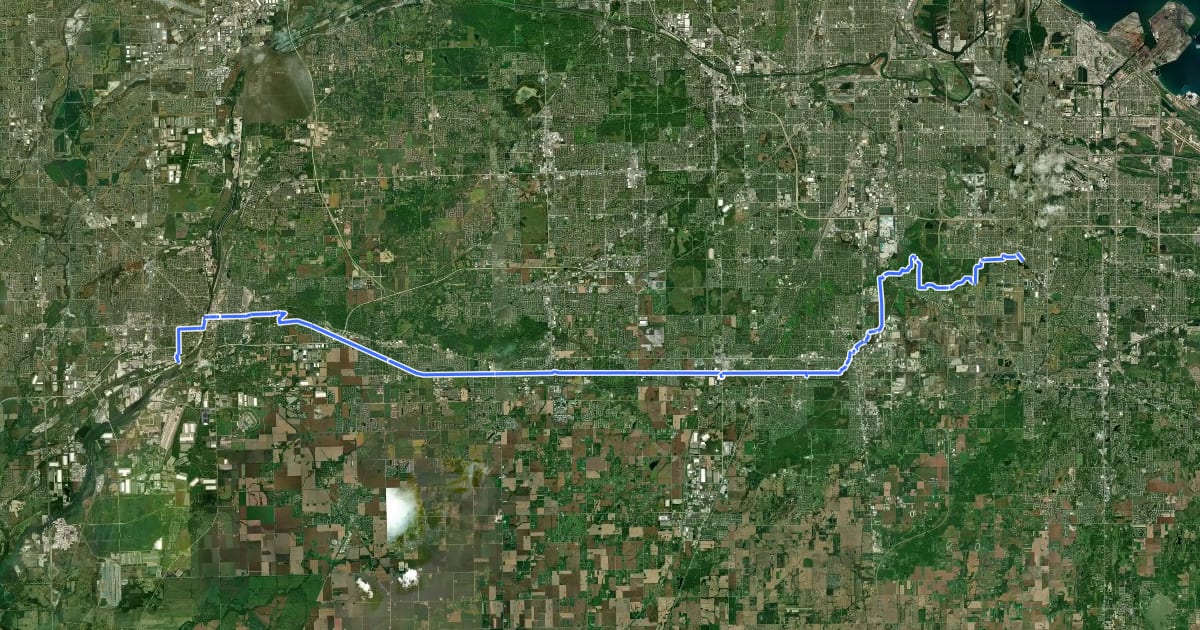 Маршрут ADT - Illinois - I - Seg 1 на спутниковом снимке