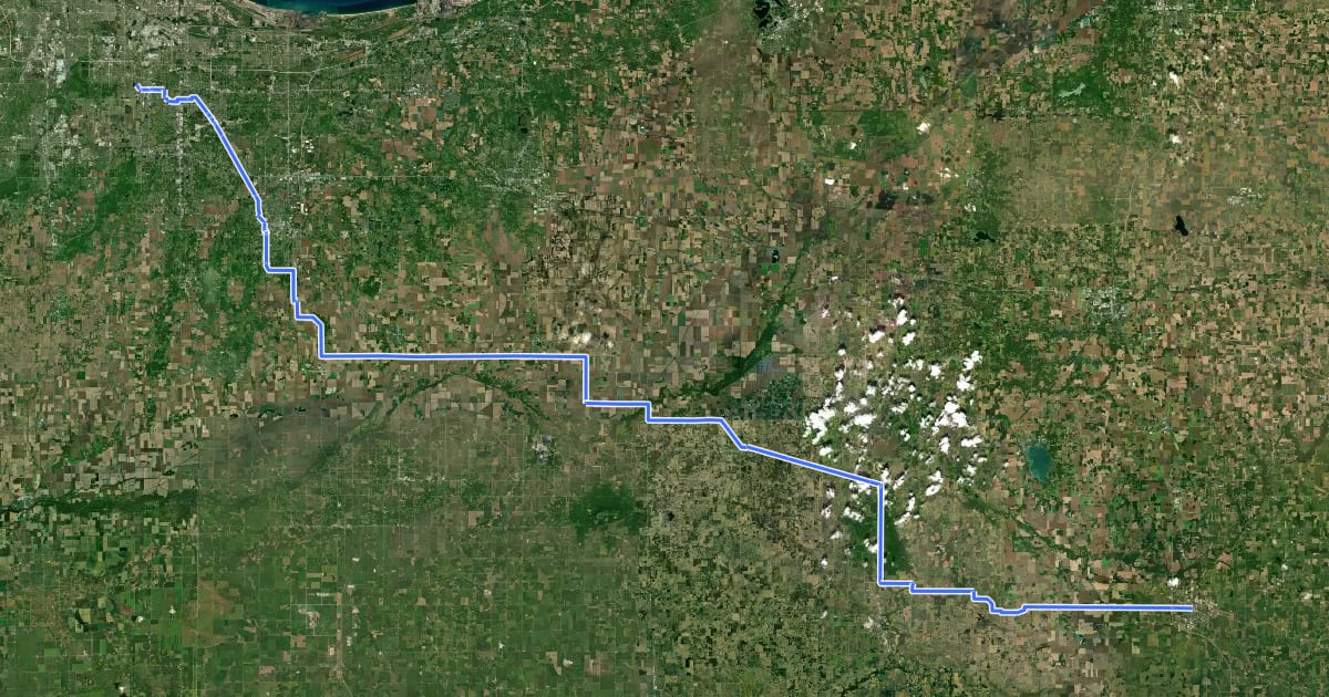 Маршрут ADT - Indiana (North) - G - Seg 3 на спутниковом снимке