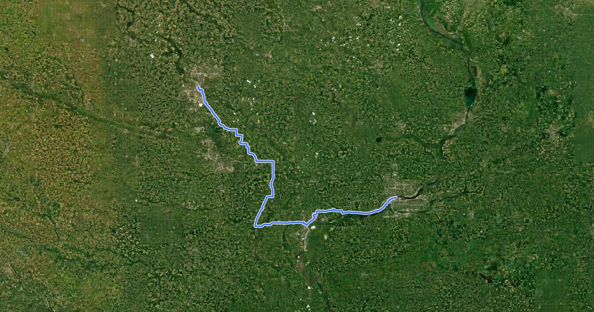 Маршрут ADT - Iowa - K - Seg 1 на спутниковом снимке