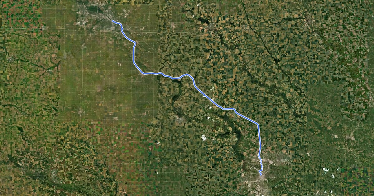 Маршрут ADT - Iowa - K - Seg 2 на спутниковом снимке