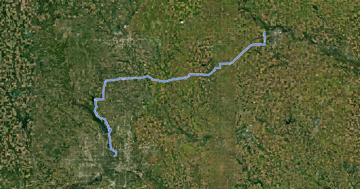 Маршрут ADT - Iowa - K - Seg 4 на спутниковом снимке