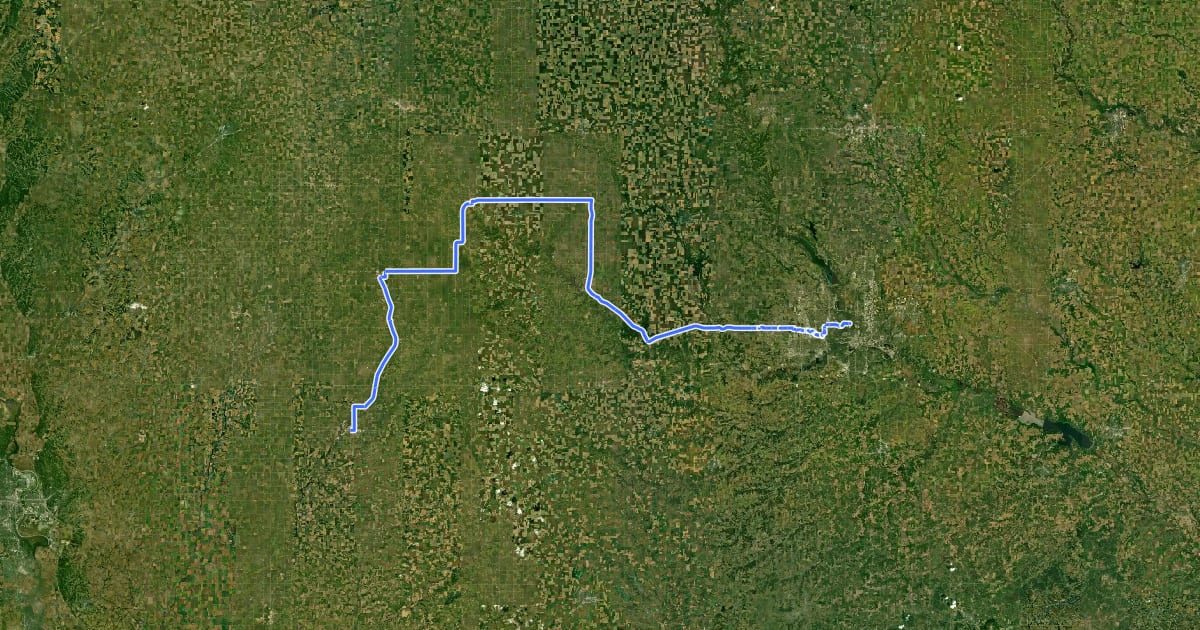 Маршрут ADT - Iowa - K - Seg 5 на спутниковом снимке