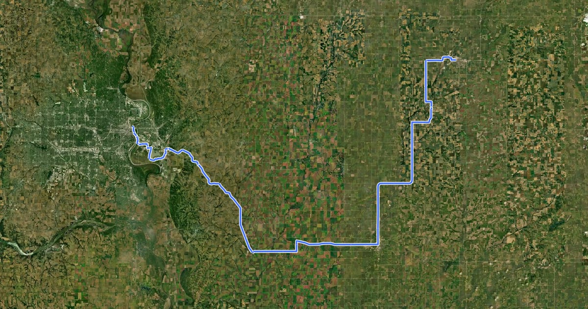 Маршрут ADT - Iowa - K - Seg 6 на спутниковом снимке