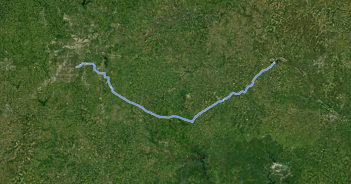 Маршрут ADT - Missouri - L - Seg 3 на спутниковом снимке