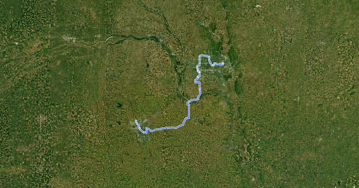 Маршрут ADT - Nebraska - M - Seg 1 на спутниковом снимке