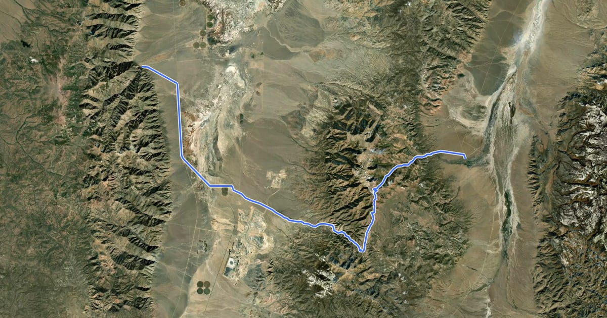 Маршрут ADT - Nevada - S - Seg 5 на спутниковом снимке