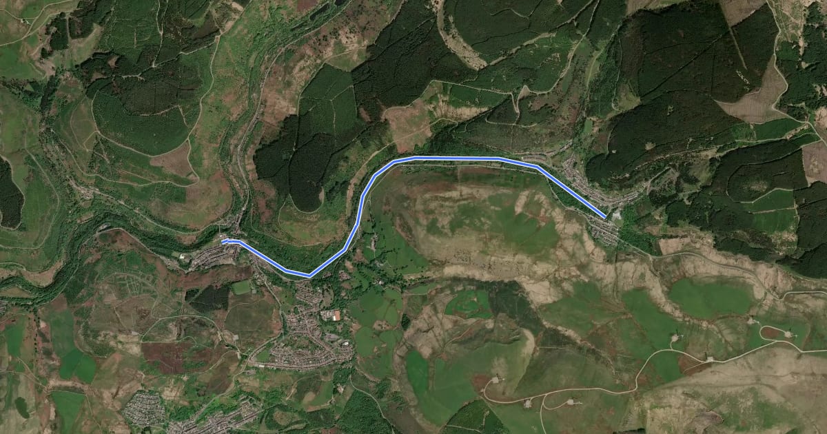 Маршрут Afan Valley Cycle Track на спутниковом снимке