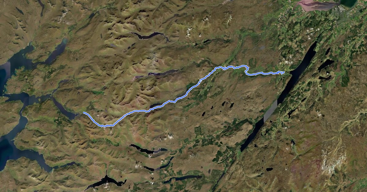 Маршрут Affric Kintail Way на спутниковом снимке
