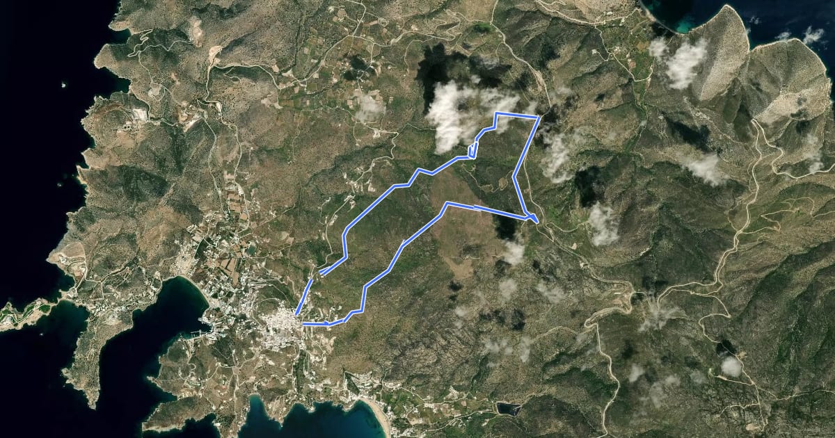 Маршрут Ίος Χώρα-Agios Prokopios (via Profiti Ilias Rachi) (Μονοπάτι) на спутниковом снимке