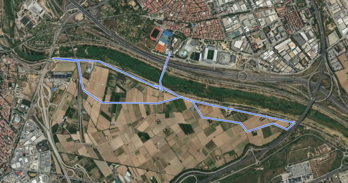 Маршрут Agricultura al Delta del Llobregat на спутниковом снимке
