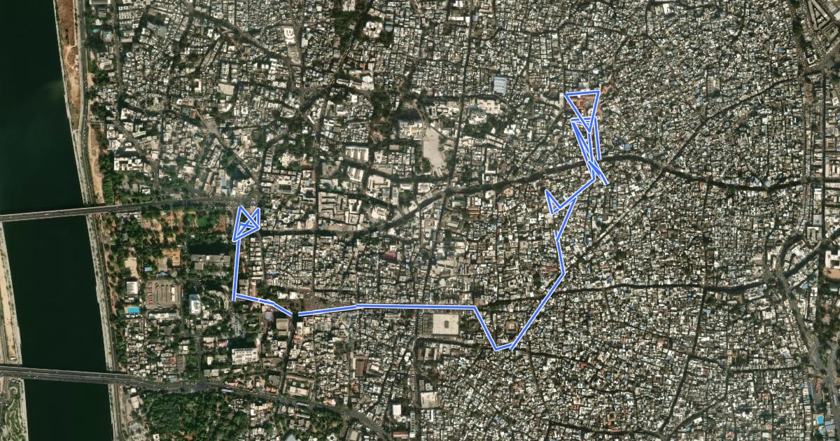 Маршрут Ahmedabad Heritage Walk на спутниковом снимке
