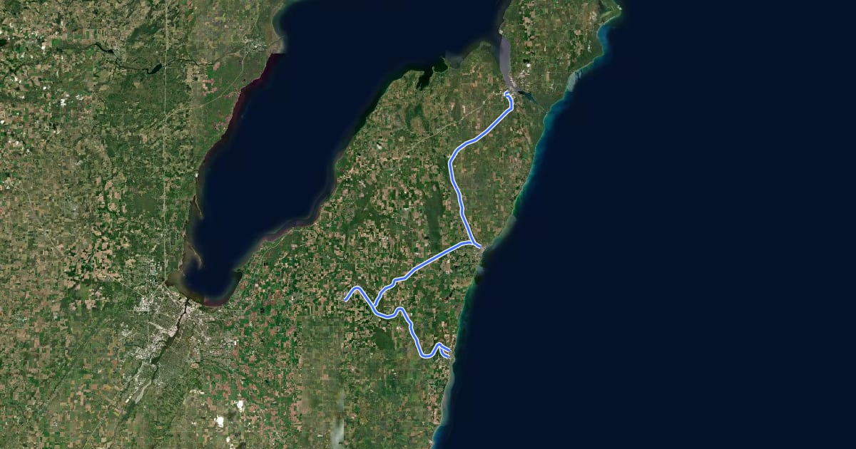 Маршрут Ahnapee State Trail на спутниковом снимке
