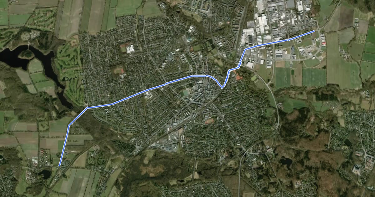 Маршрут Ahrensburg Veloroute A5 Wulfsdorf <=> Beimoorwald на спутниковом снимке