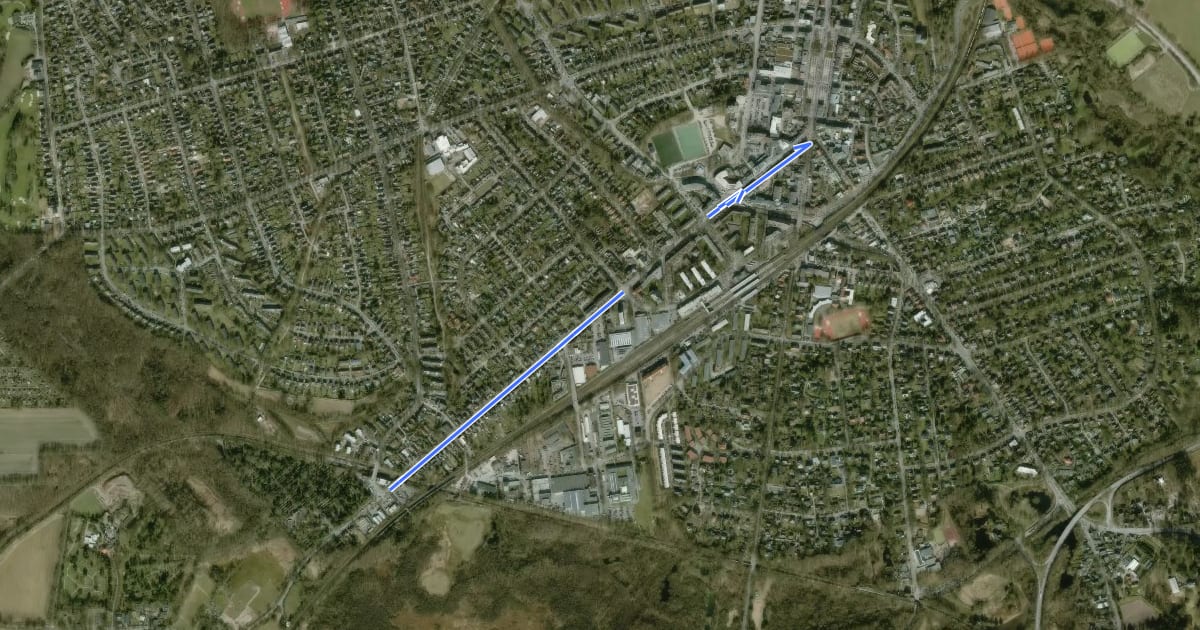 Маршрут Ahrensburg Veloroute A6 Ahbg. U-West <=> Zentrum на спутниковом снимке