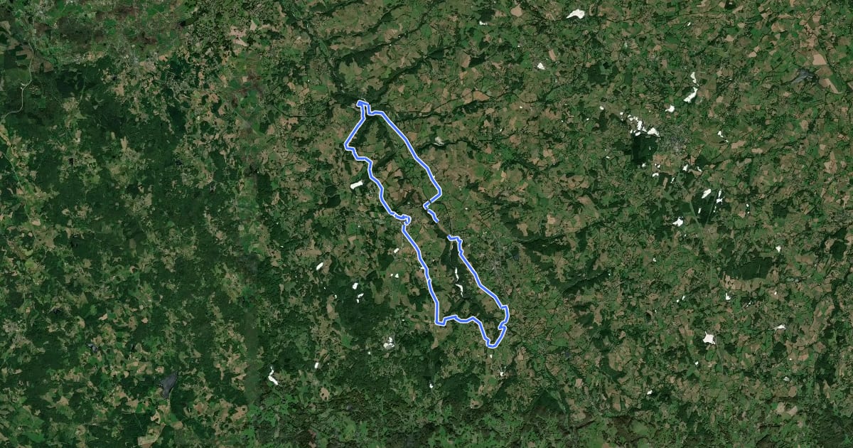 Маршрут Ahun et la vallée de la Creuse на спутниковом снимке