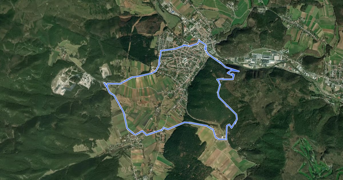 Маршрут Aigner-Hauke Runde (Berndorf) на спутниковом снимке