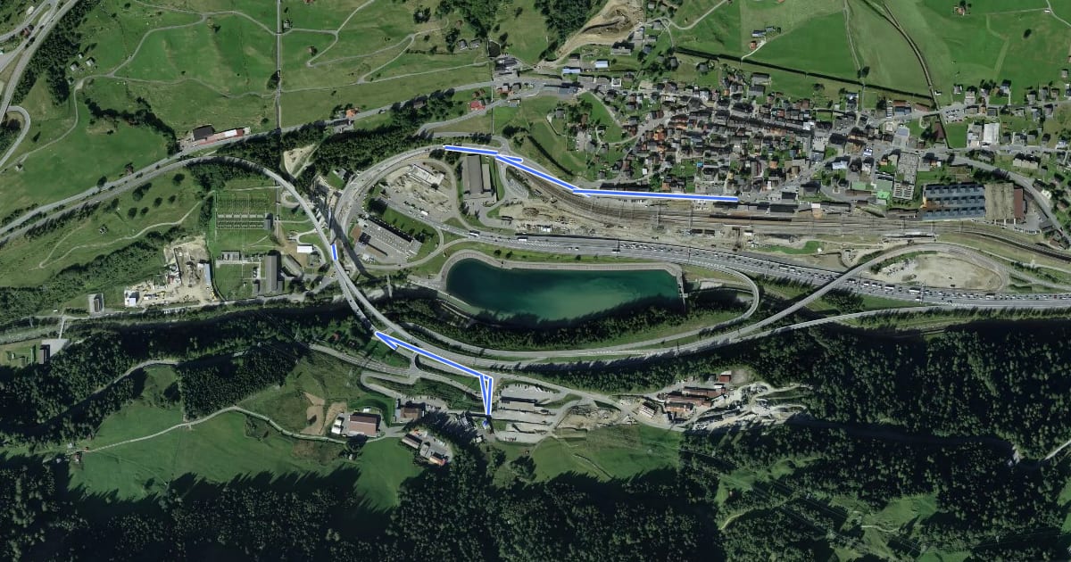 Маршрут Airolo Stazione-Funivia на спутниковом снимке