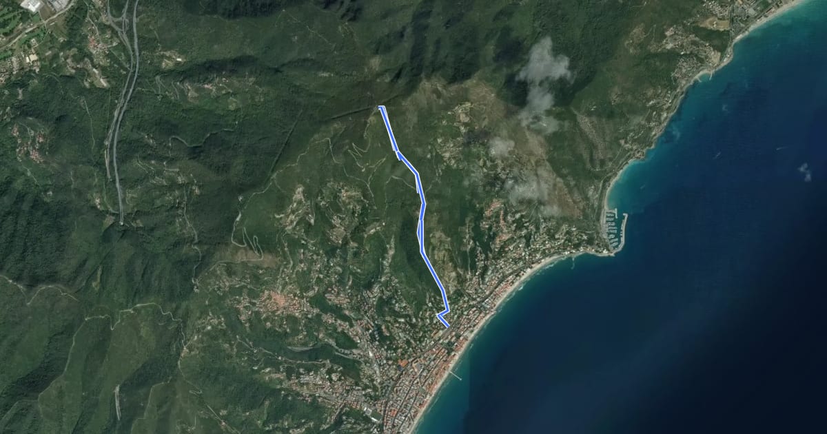 Маршрут Alassio - Monte Pisciavino на спутниковом снимке