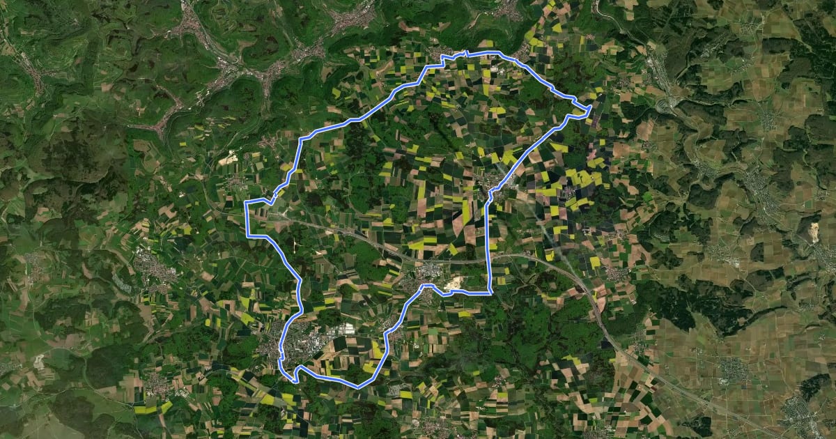 Маршрут Alb-Donau-Kreis Tour 1 на спутниковом снимке